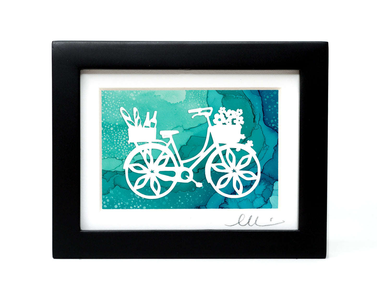 Flower Bike — Framed Papercut Shadowbox · Original Signed Art