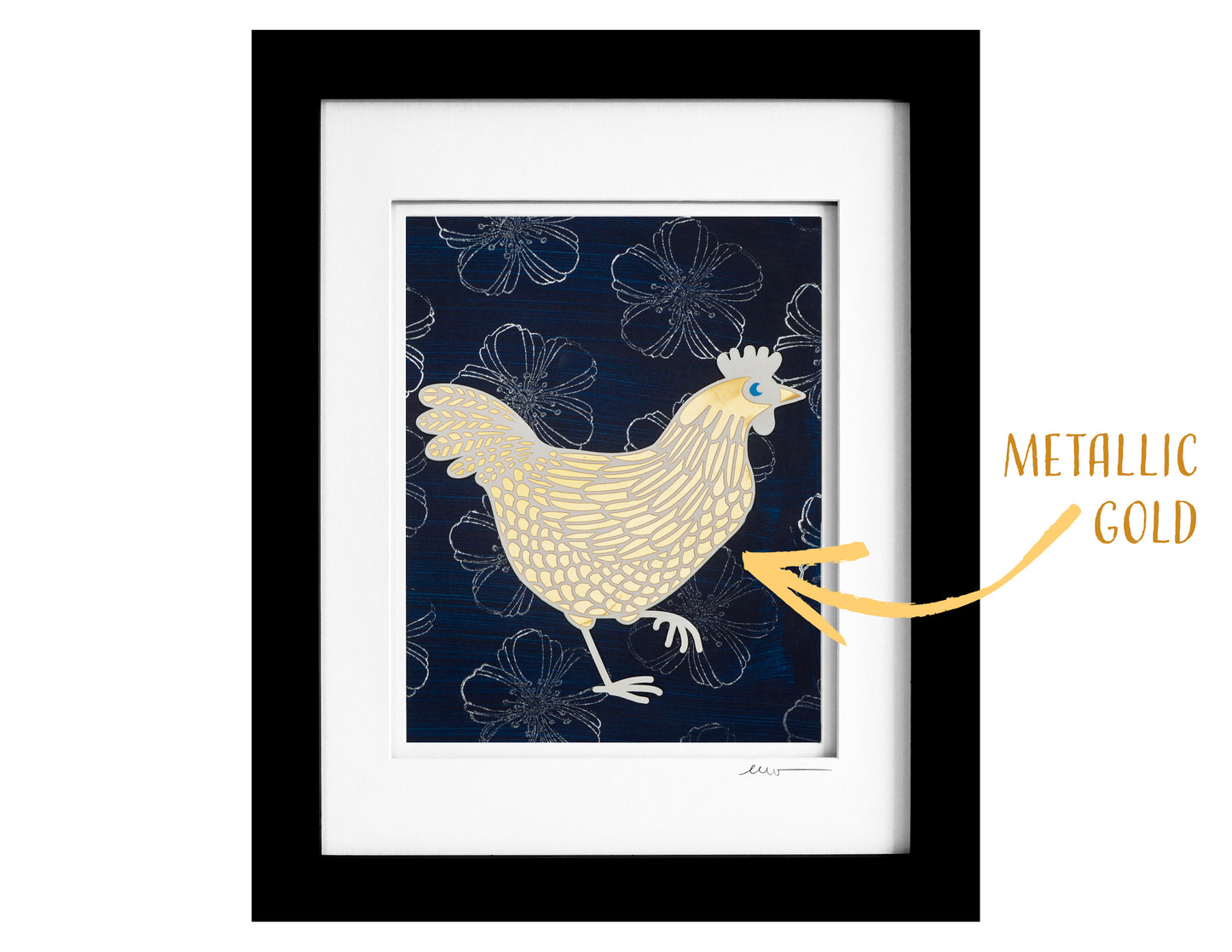 Chicken - Silver Flowers