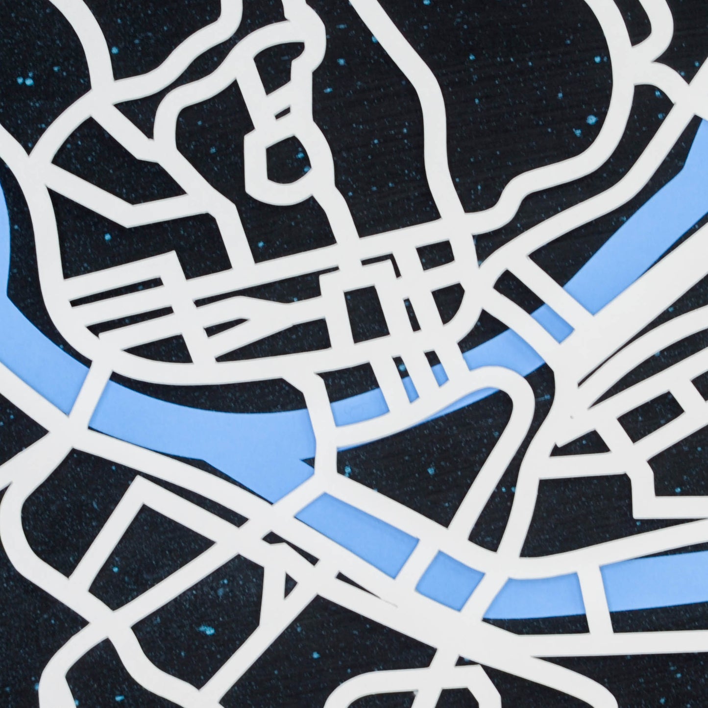 Three Rivers Map - Blue Splatter