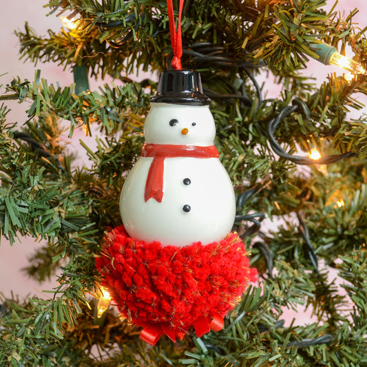 Snowman Ceramic Pom Pom Ornament