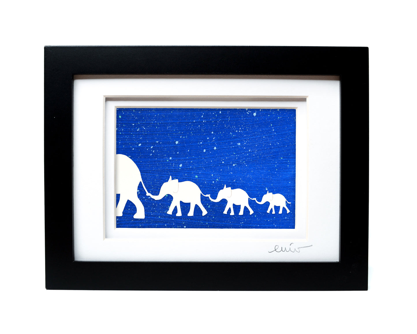 Elephant and Three Baby Papercut