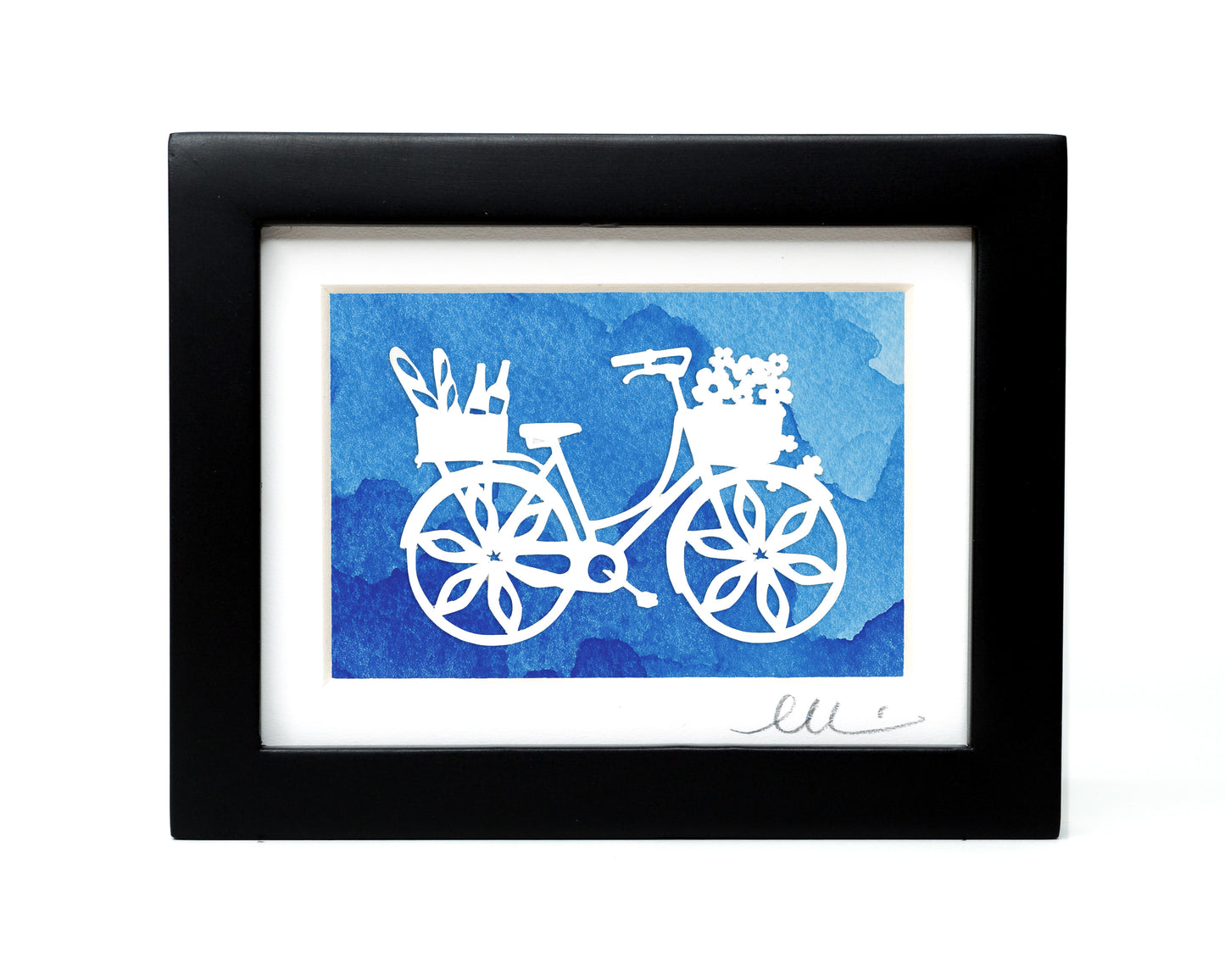 Flower Bike — Framed Papercut Shadowbox · Original Signed Art
