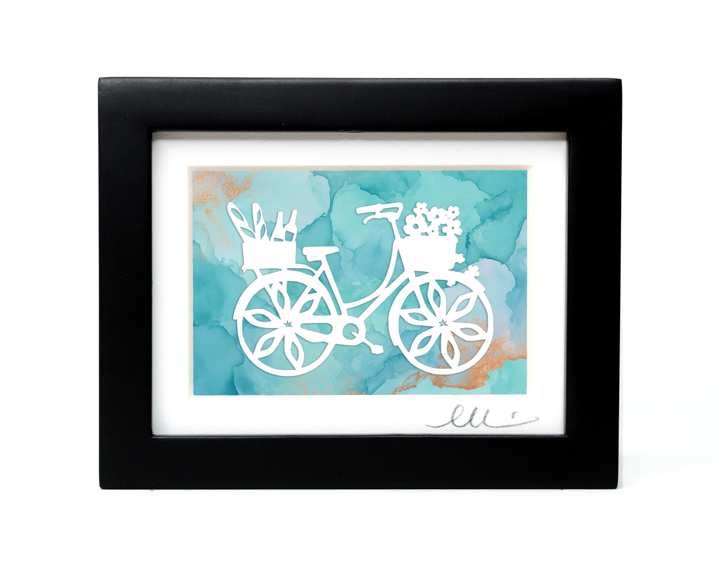 Flower Bike — Framed Papercut Shadowbox · Original Signed Art