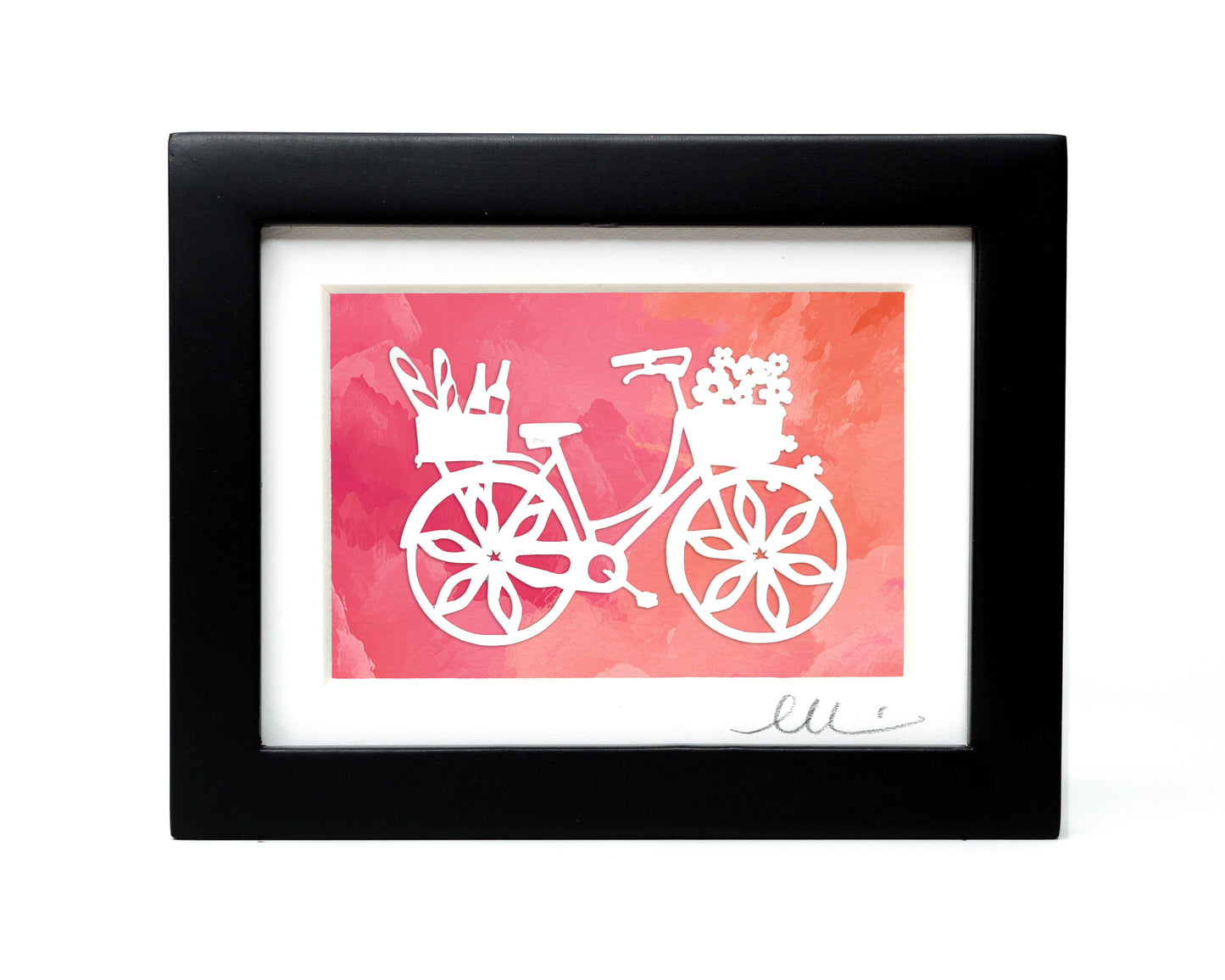 Flower Bike — Framed Papercut Shadowbox · Original Signed Art