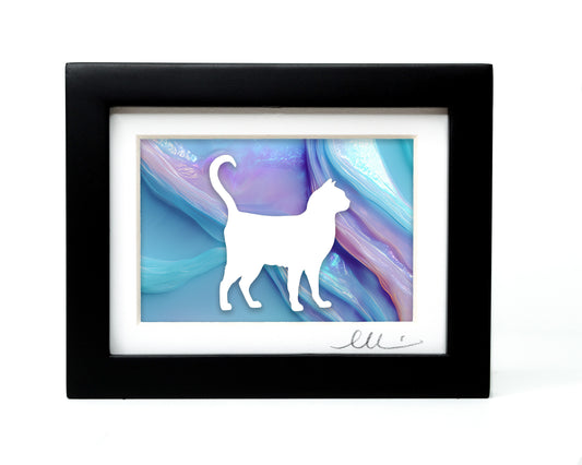 Cat — Framed Papercut Shadowbox · Original Signed Art