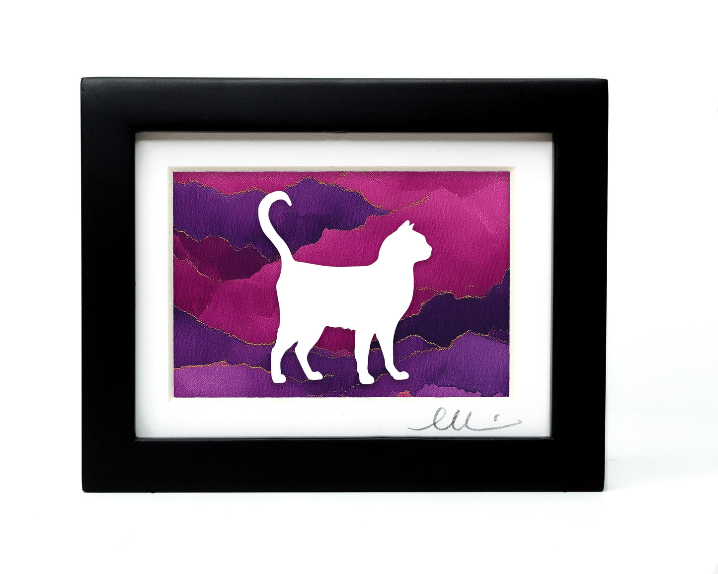 Cat — Framed Papercut Shadowbox · Original Signed Art