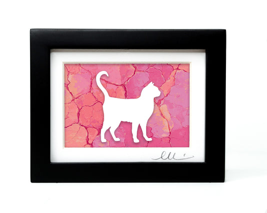 Cat — Framed Papercut Shadowbox · Original Signed Art