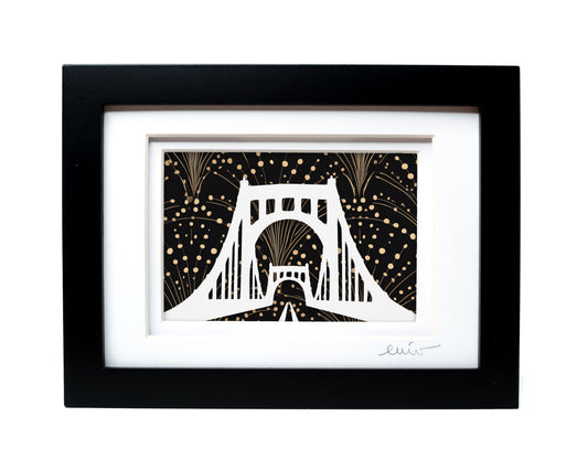 Clemente Bridge — Framed Papercut Shadowbox · Original Signed Art