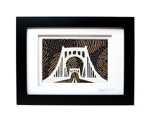 Clemente Bridge — Framed Papercut Shadowbox · Original Signed Art