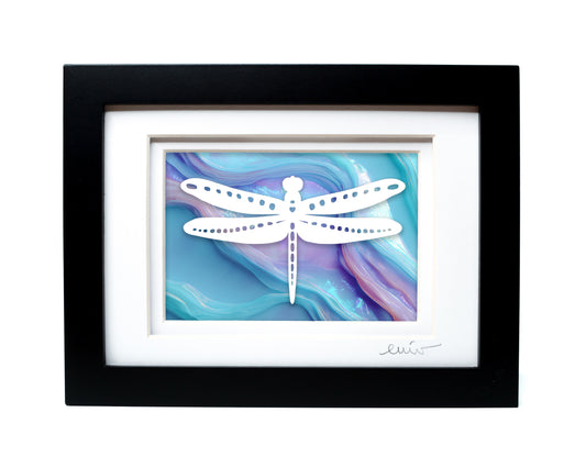 Dragonfly — Framed Papercut Shadowbox · Original Signed Art