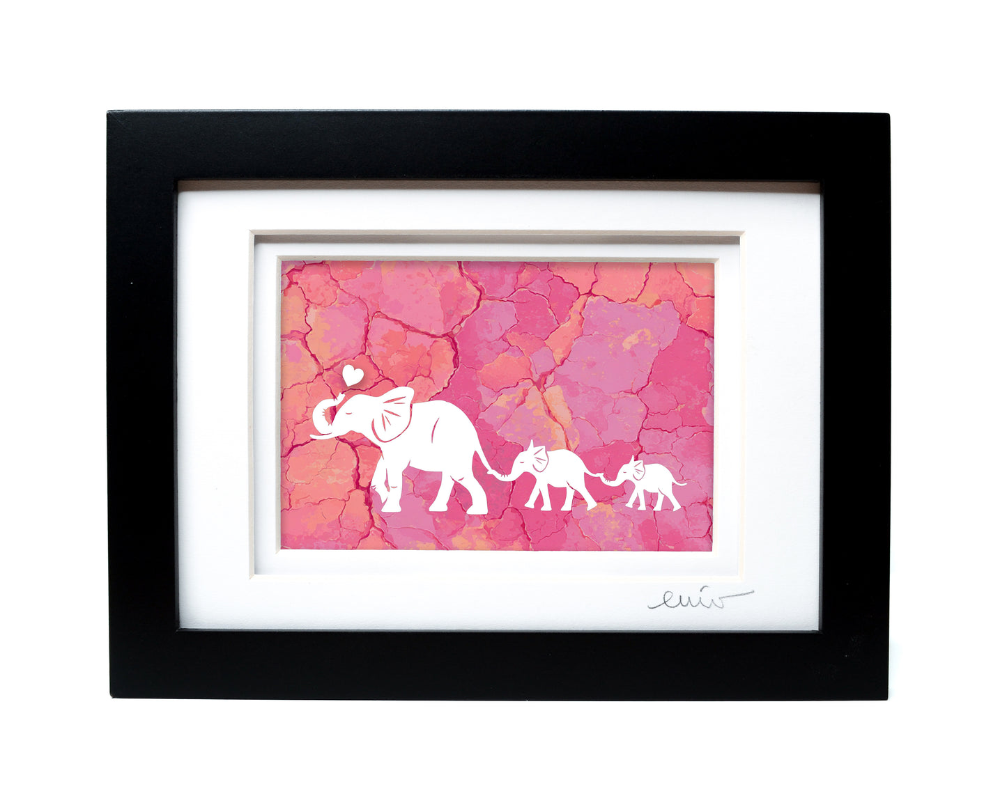 Elephant Family — Framed Papercut Shadowbox · Original Signed Art
