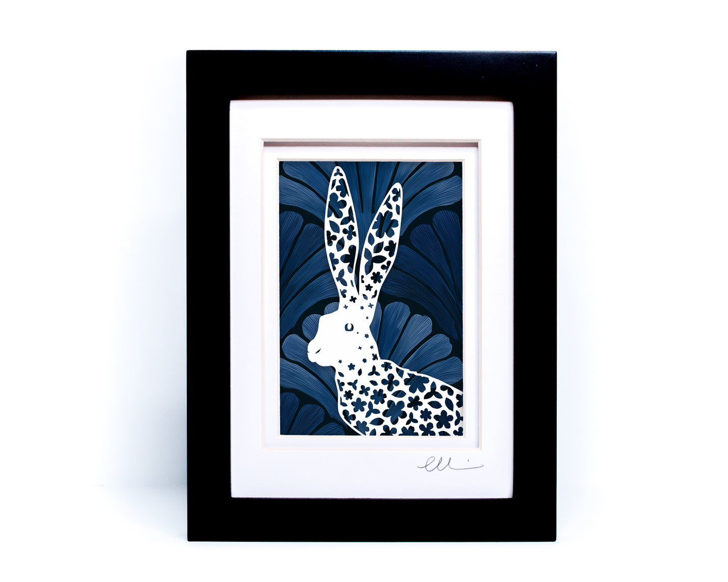 Flower Hare — Framed Papercut Shadowbox · Original Signed Art
