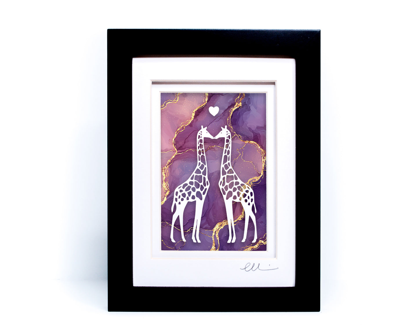 Giraffe Pair — Framed Papercut Shadowbox · Original Signed Art