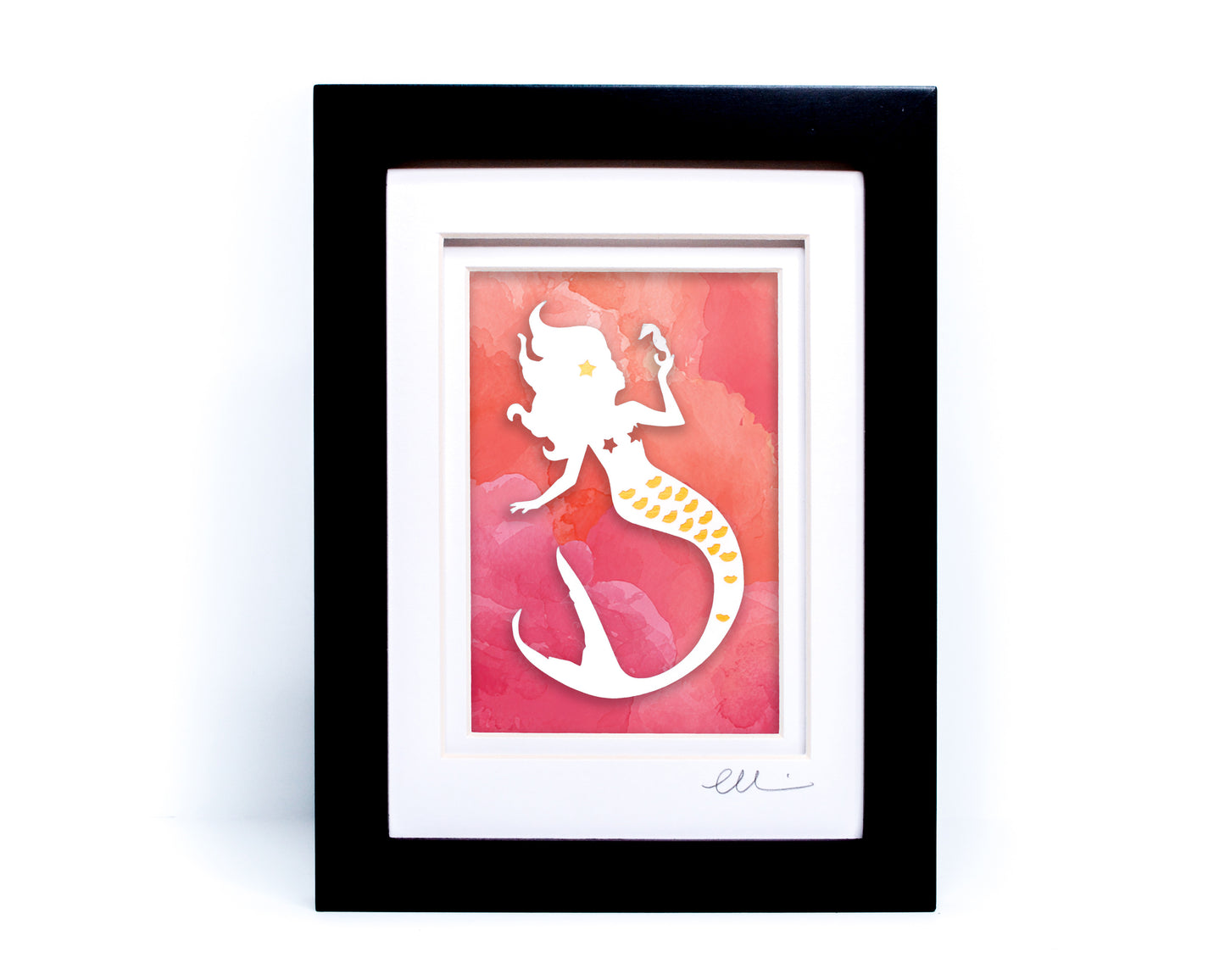 Mermaid — Framed Papercut Shadowbox · Original Signed Art