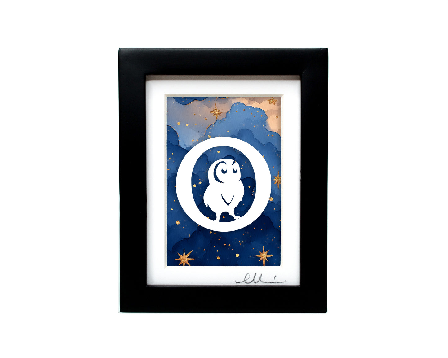 Owl — Framed Papercut Shadowbox · Original Signed Art