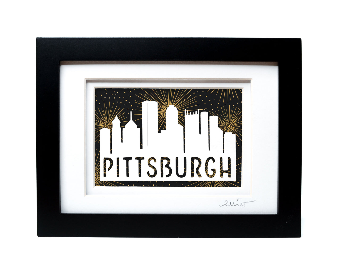 Pittsburgh Skyline — Framed Papercut Shadowbox · Original Signed Art