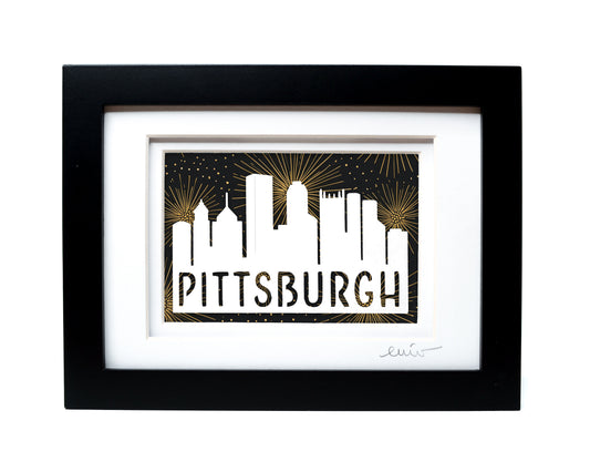 Pittsburgh Skyline — Framed Papercut Shadowbox · Original Signed Art