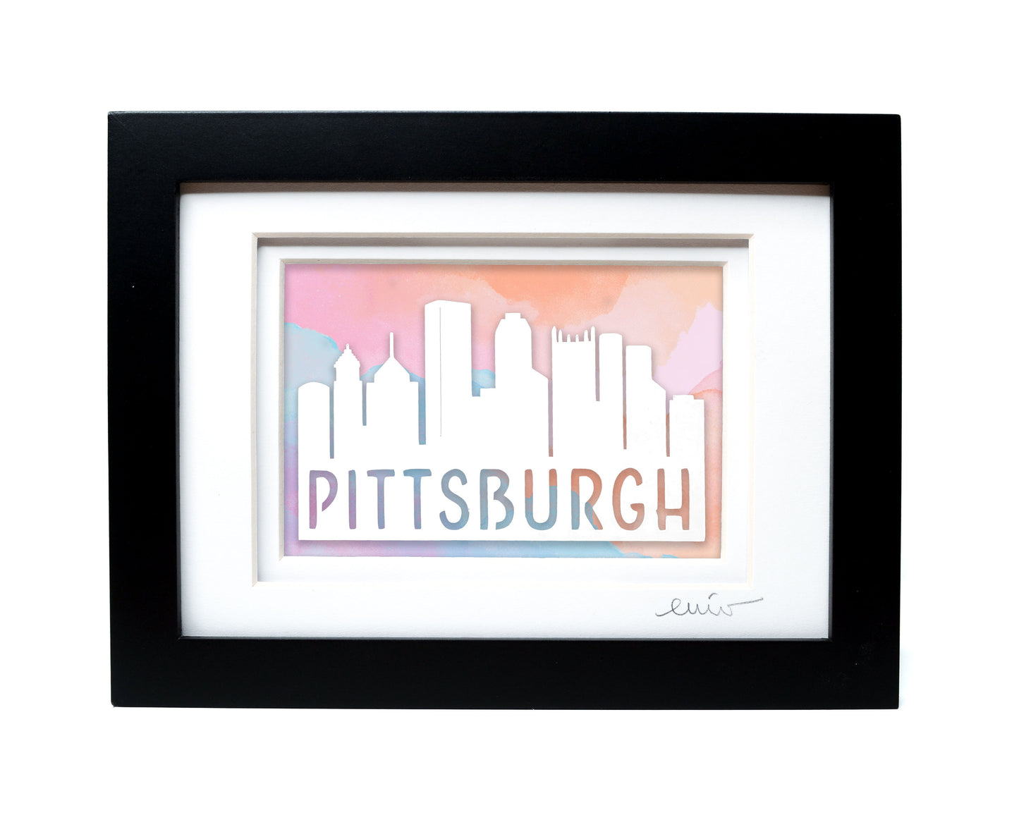 Pittsburgh Skyline — Framed Papercut Shadowbox · Original Signed Art