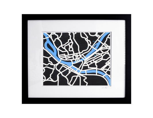 Three Rivers Map - Blue Splatter