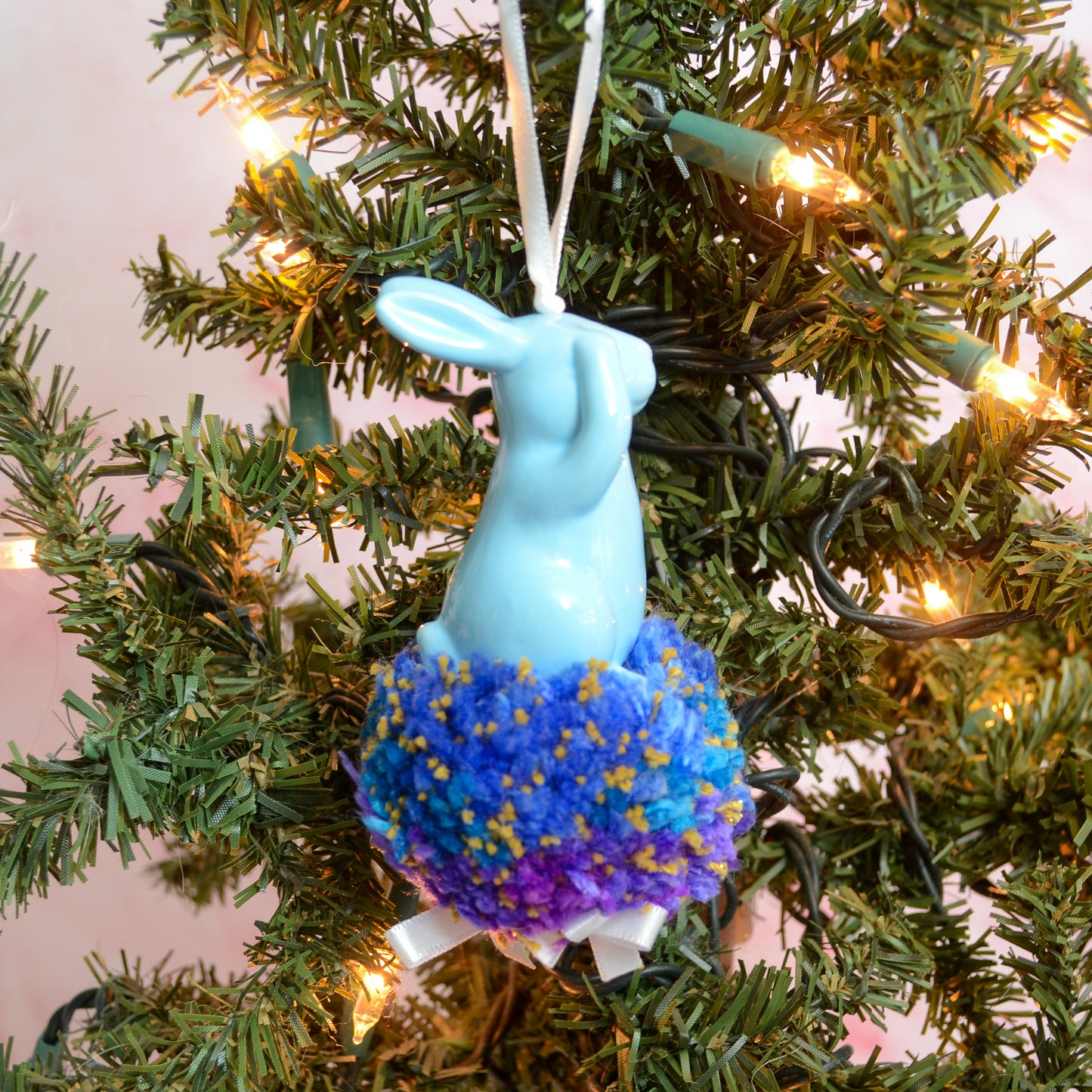 See Rabbit Ceramic Pom Pom Ornament