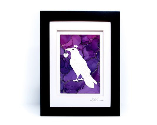 Raven King — Framed Papercut Shadowbox · Original Signed Art