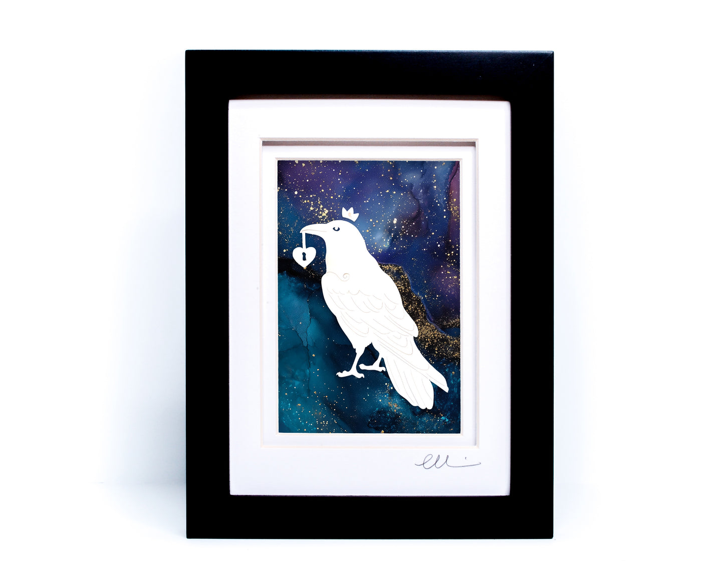 Raven King — Framed Papercut Shadowbox · Original Signed Art