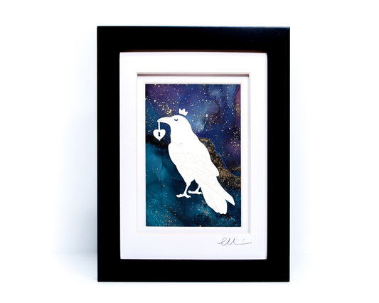 Raven King — Framed Papercut Shadowbox · Original Signed Art