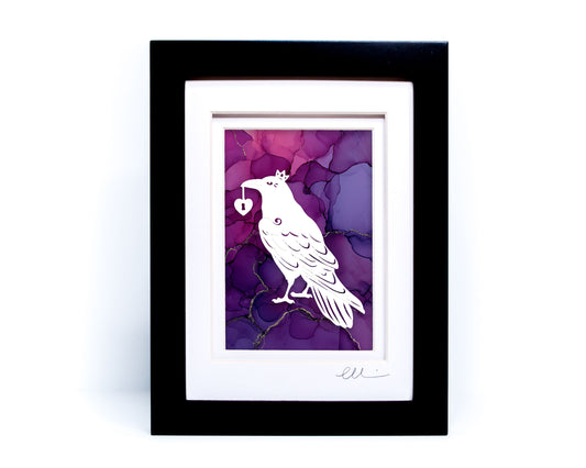 Raven King — Framed Papercut Shadowbox · Original Signed Art