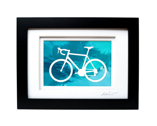 Road Bike — Framed Papercut Shadowbox · Original Signed Art