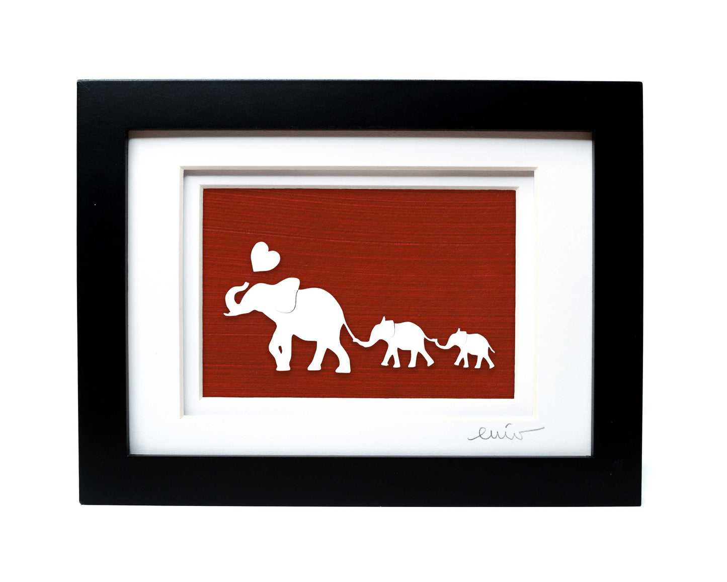 Elephant and Two Baby Papercut