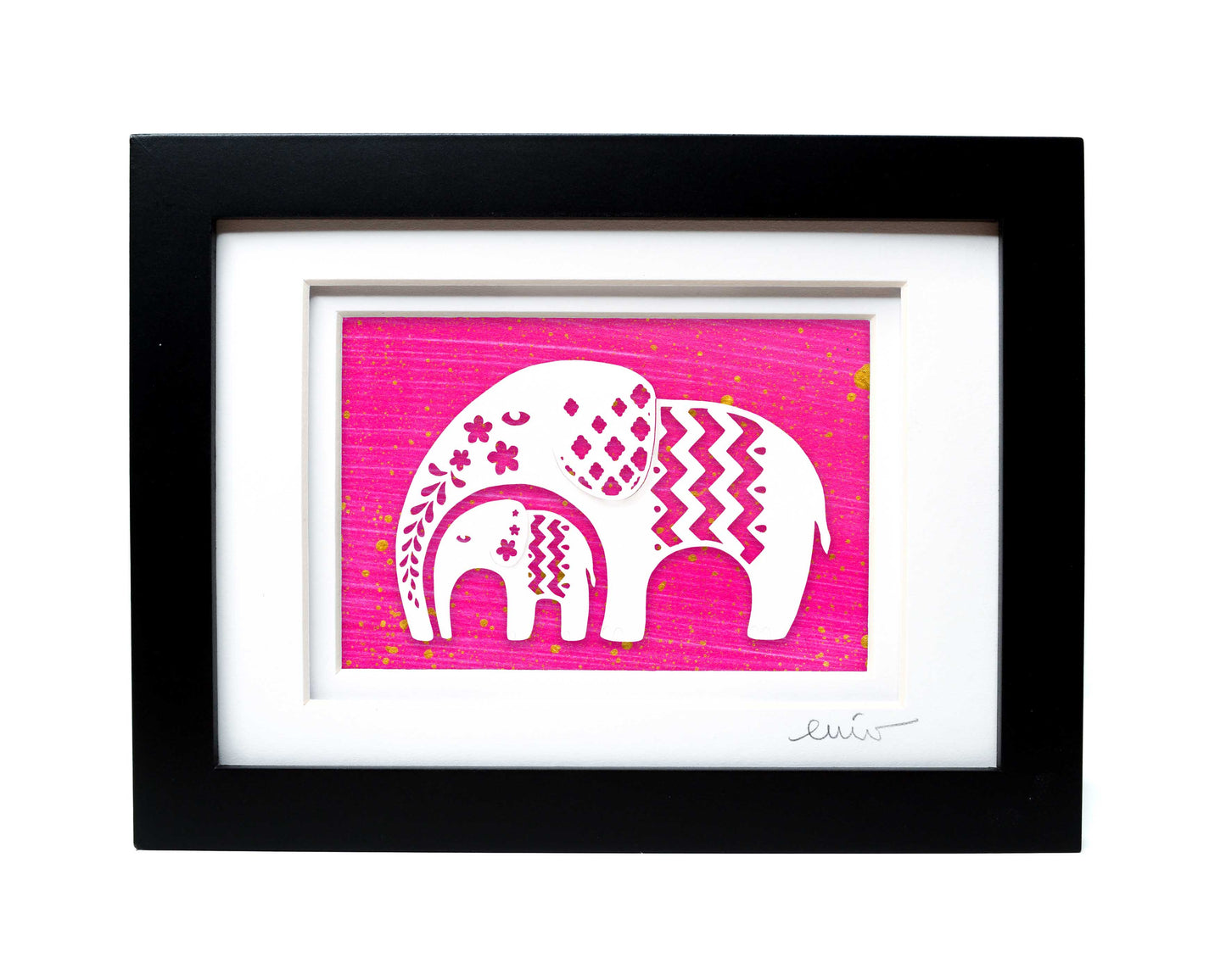 Elephant and Baby Pattern Papercut