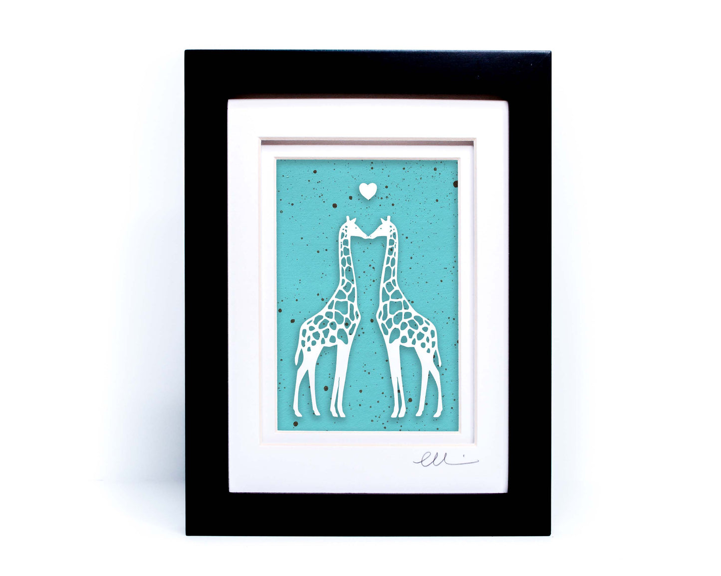 Kissing Giraffes Paper Cut